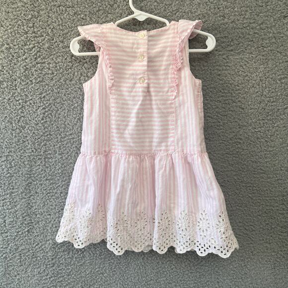 GAP Kids Toddler Girl Dress Size 3 years Sleeveless Flutter Stripe Eyelet Trim - Picture 1 of 8